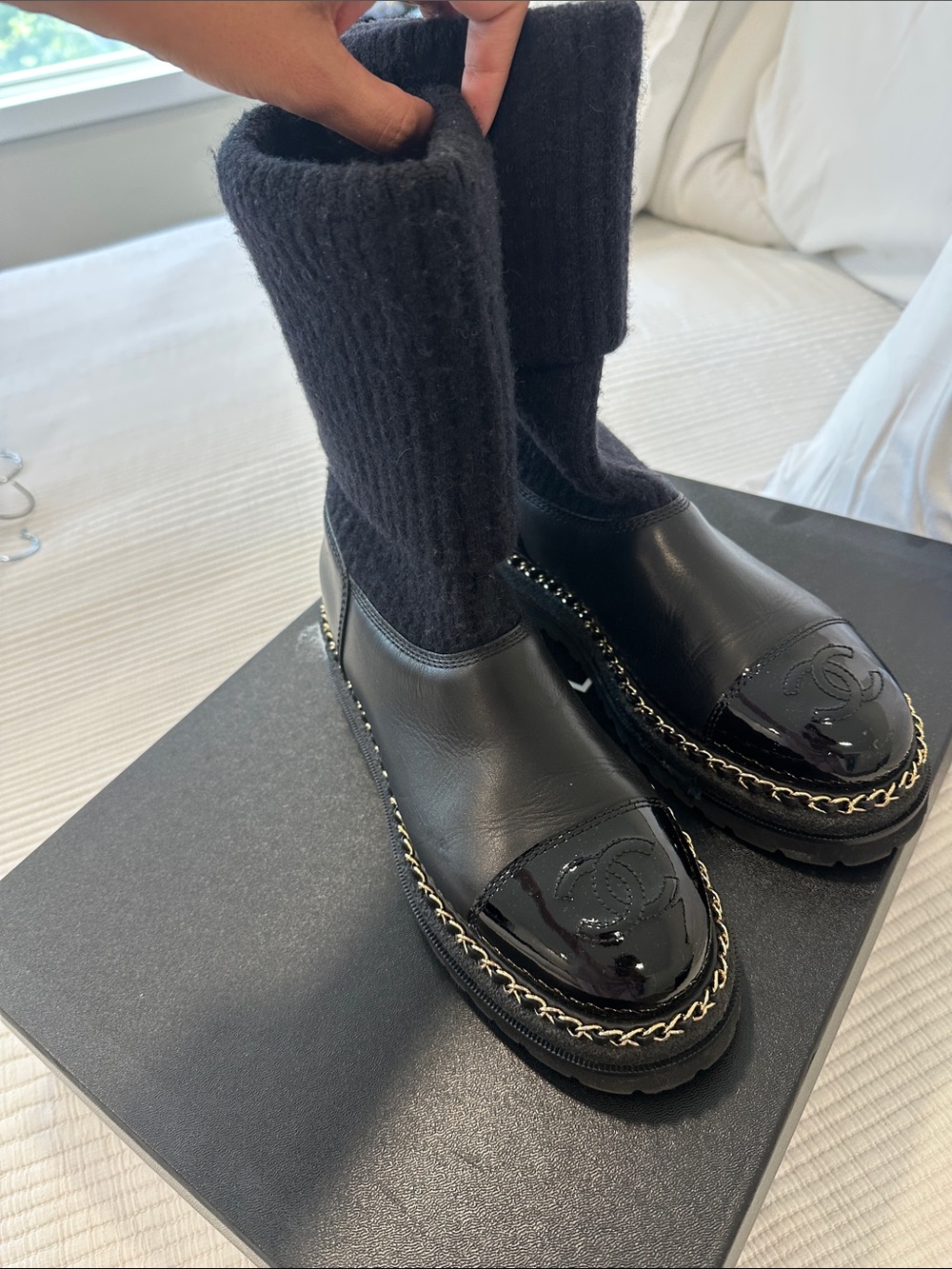 CHANEL sock boots